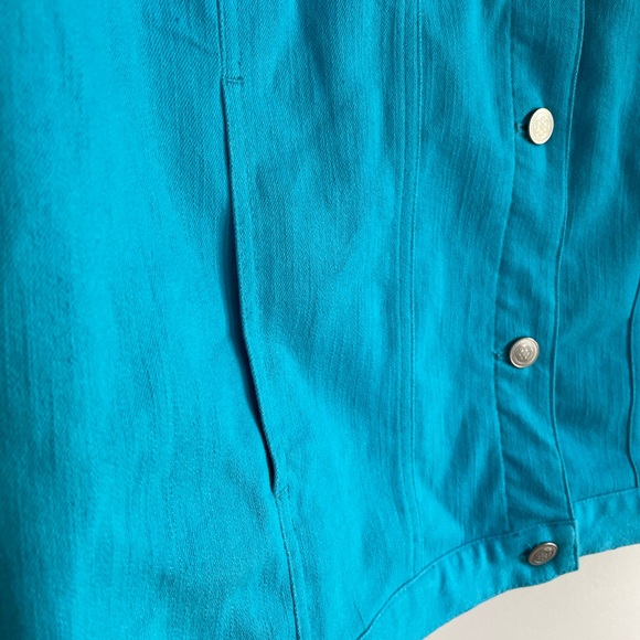 D & Co Turquoise Blue 3/4 Sleeve Denim Jacket Size 1X - Picture 4 of 6